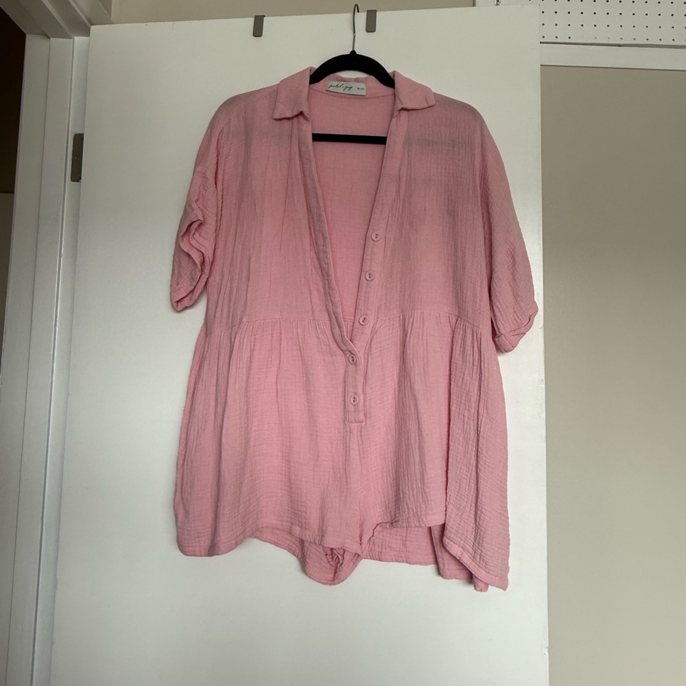 Petal & Pup Pink Short Sleeve Boxy Jumpsuit